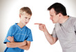 Father punishes his son. Isolated