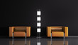 Modern interior with armchairs 3d
