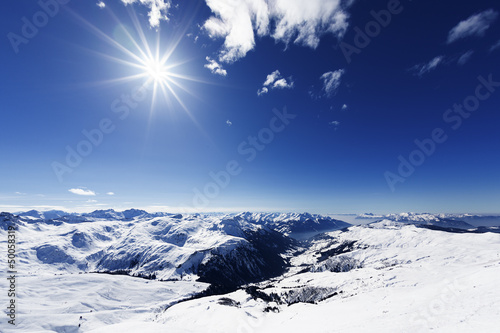 Photo: View down on typical Alpine ski resort View down on typical Alpine ski resort