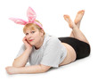 Funny woman with rabbit ears.