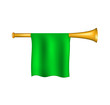Trumpet with green flag