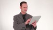 Businessman working on a tablet