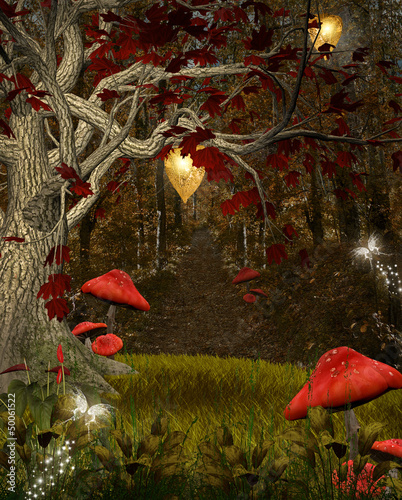 Illustration: Enchanted nature series - The red forest Enchanted nature series - The red forest
