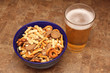 snack mix and beer