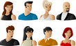 Group of business young people faces icons