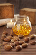 Photo: seeds of argan with yellow cosmetic pearl seeds of argan with yellow cosmetic pearl