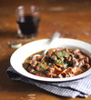 Portion of traditional irish beef and guinness beer stew
