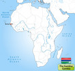 Übersichtskarte von Gambia mit Landesflagge