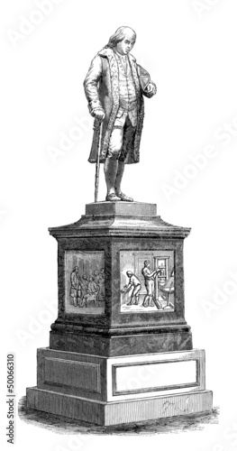Illustration: Boston - A Statue : Benjamin Franklin - 18th century Boston - A Statue : Benjamin Franklin - 18th century