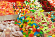 colorful candies on market stand