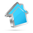 3D House Icon Light Blue/Silver