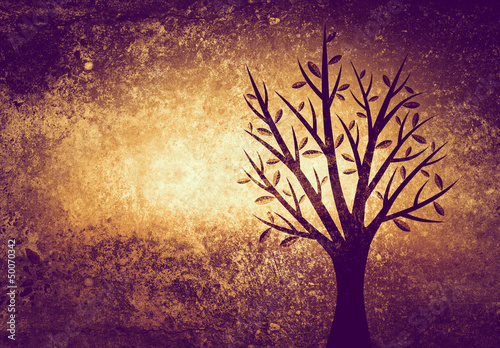 Illustration: tree on textured background tree on textured background