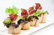crostini with salad and ham