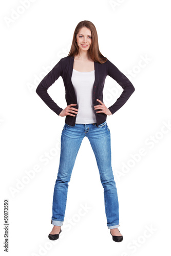 Photo: Elegant slim girl in blue jeans Elegant slim girl in blue jeans