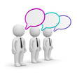 Illustration: Three 3d men with speech bubbles. Three 3d men with speech bubbles.