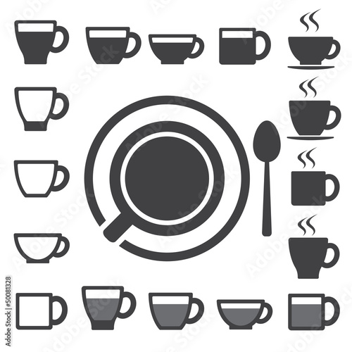 Vector: Coffee cup and Tea cup icon set.Illustration Coffee cup and Tea cup icon set.Illustration