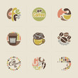 Retro coffee emblems. Vector logo templates set