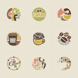 Retro coffee emblems. Vector logo templates set