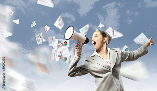 Photo: businesswoman with megaphone businesswoman with megaphone