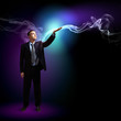 Businessman with light shining