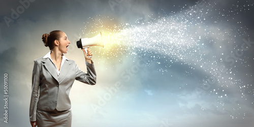 Photo: businesswoman with megaphone businesswoman with megaphone