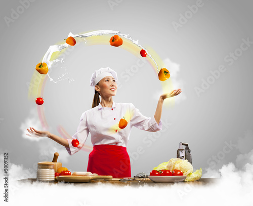 Photo: juggler female cook juggler female cook