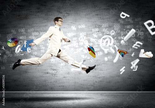Photo: Image of running businessman Image of running businessman