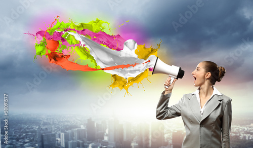 Photo: businesswoman with megaphone businesswoman with megaphone
