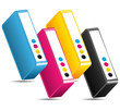 CMYK CMJN ink toners cartridges offset icon.