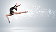 Young woman in gymnast suit posing