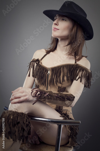 Photo: young beauty cowgirl studio shot young beauty cowgirl studio shot