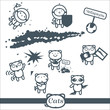 Cats Icons 8 Symbols Set meteorite in Russia Chelyabinsk
