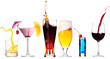 Collection of different images of alcohol isolated