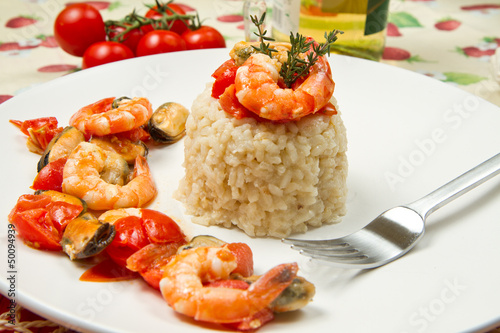 Photo: risotto with shrimps and mussels risotto with shrimps and mussels