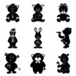 Vektor: Cartoon animals, silhouette Cartoon animals, silhouette