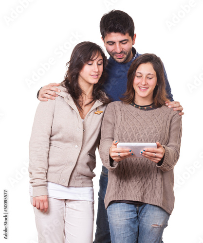 Illustration: Happy Young People with Tablet PC Happy Young People with Tablet PC