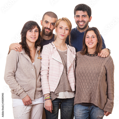Photo: Happy Group of Friends on White Background Happy Group of Friends on White Background