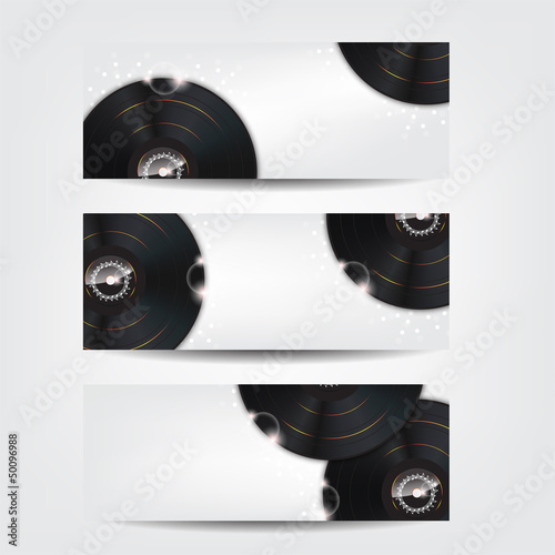 Vector: 3 Music Banners with glow vinyl plates 3 Music Banners with glow vinyl plates