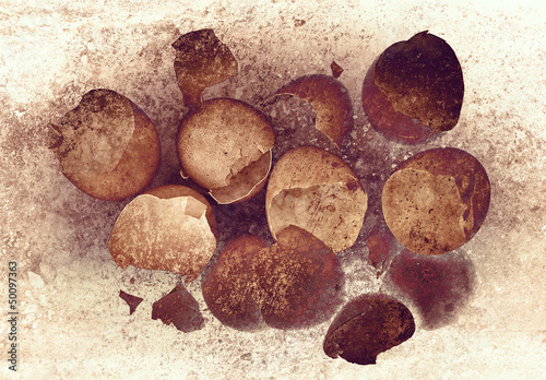 Photo: grunge broken egg shells grunge broken egg shells
