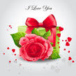 Romance banner with a red rose