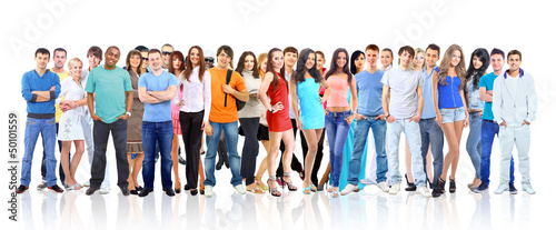 Photo: Group of young people. Isolated on white Group of young people. Isolated on white