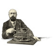 Man and typewriter