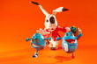 Easter eggs escape from rabbit