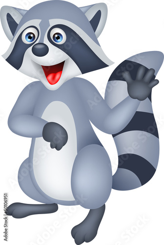 Vector: Cute raccoon cartoon waving hand Cute raccoon cartoon waving hand