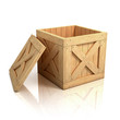 open wooden crate