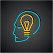 Vector: Illustration of bulb in human head Illustration of bulb in human head