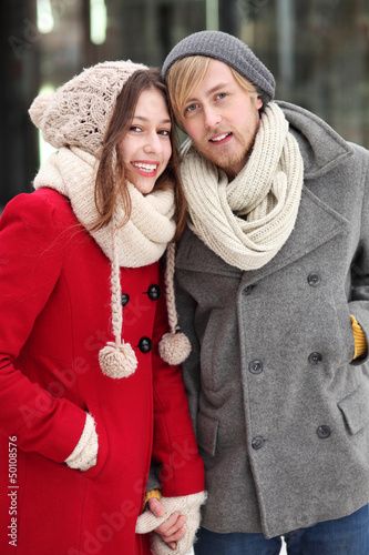 Photo: Couple in winter clothing Couple in winter clothing