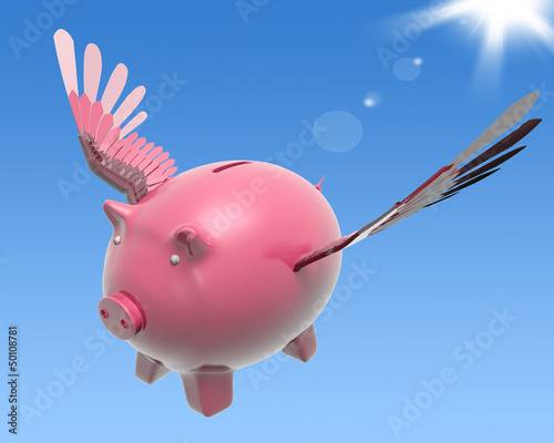 Illustration: Flying Piggy Shows High Prosperity And Investment Flying Piggy Shows High Prosperity And Investment