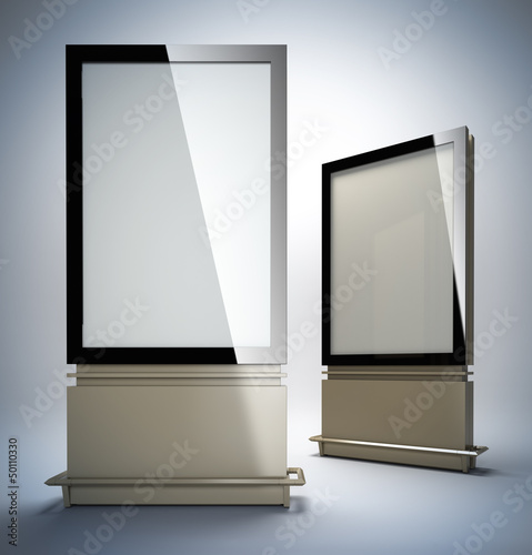 Illustration: Blank vertical billboards. Blank vertical billboards.