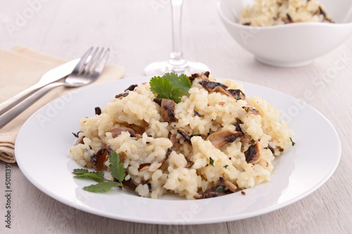Photo: risotto with mushrooms and parsley risotto with mushrooms and parsley
